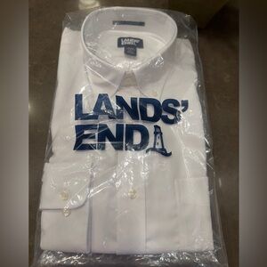 Lands’ End brand new white long sleeve button down shirt